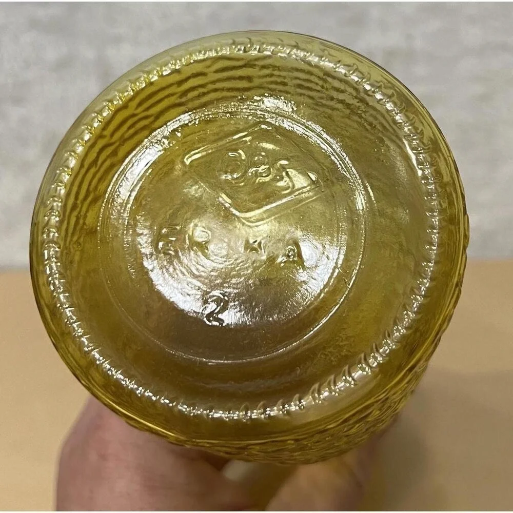 Vintage Dominion Glass DPS Amber Hobnail Vase 9